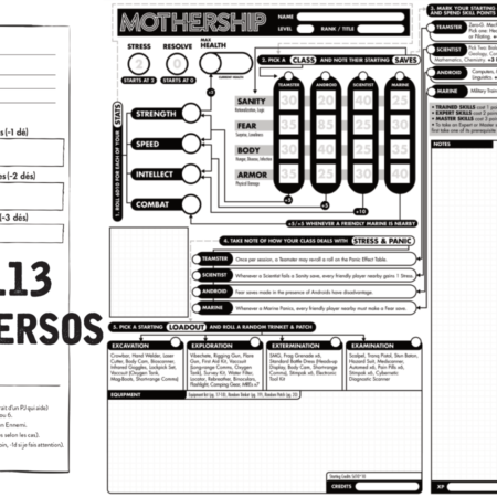 la fiche de personnage de Mothership, un jeu osr pour jouer à Aliens